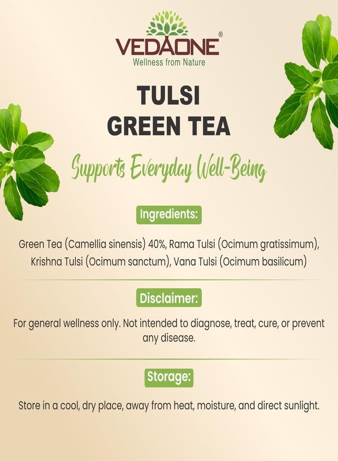 VEDAONE Tulsi Green Tea (25 Dip Bags) | Pure & Revitalizing Triple Tulsi Blend (Rama, Krishna & Vana) | Stress Relieving & Refreshing Ayurvedic Tea | Natural Antioxidant Boost - Image 3