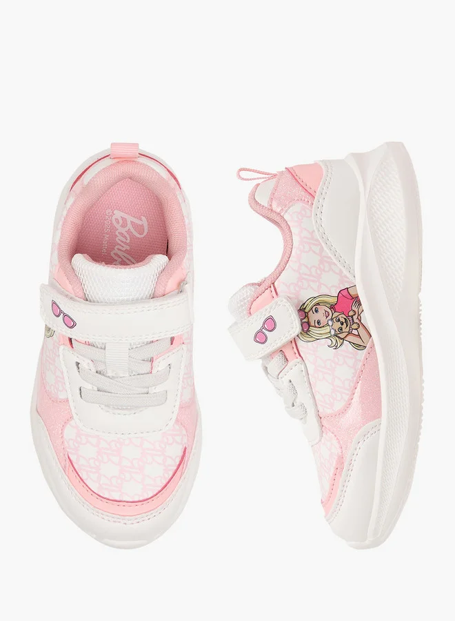 Barbie Girls Printed Sneakers with Hook and Loop Closure