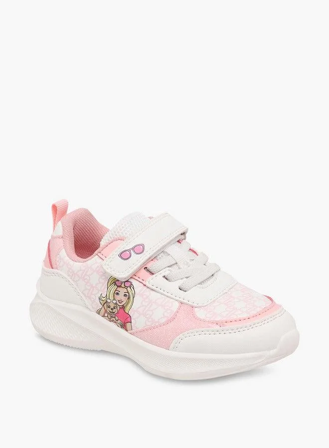 Barbie Girls Printed Sneakers with Hook and Loop Closure