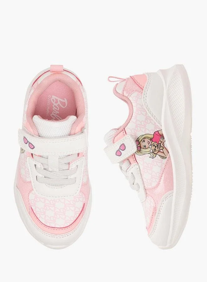 Barbie Girls Printed Sneakers with Hook and Loop Closure