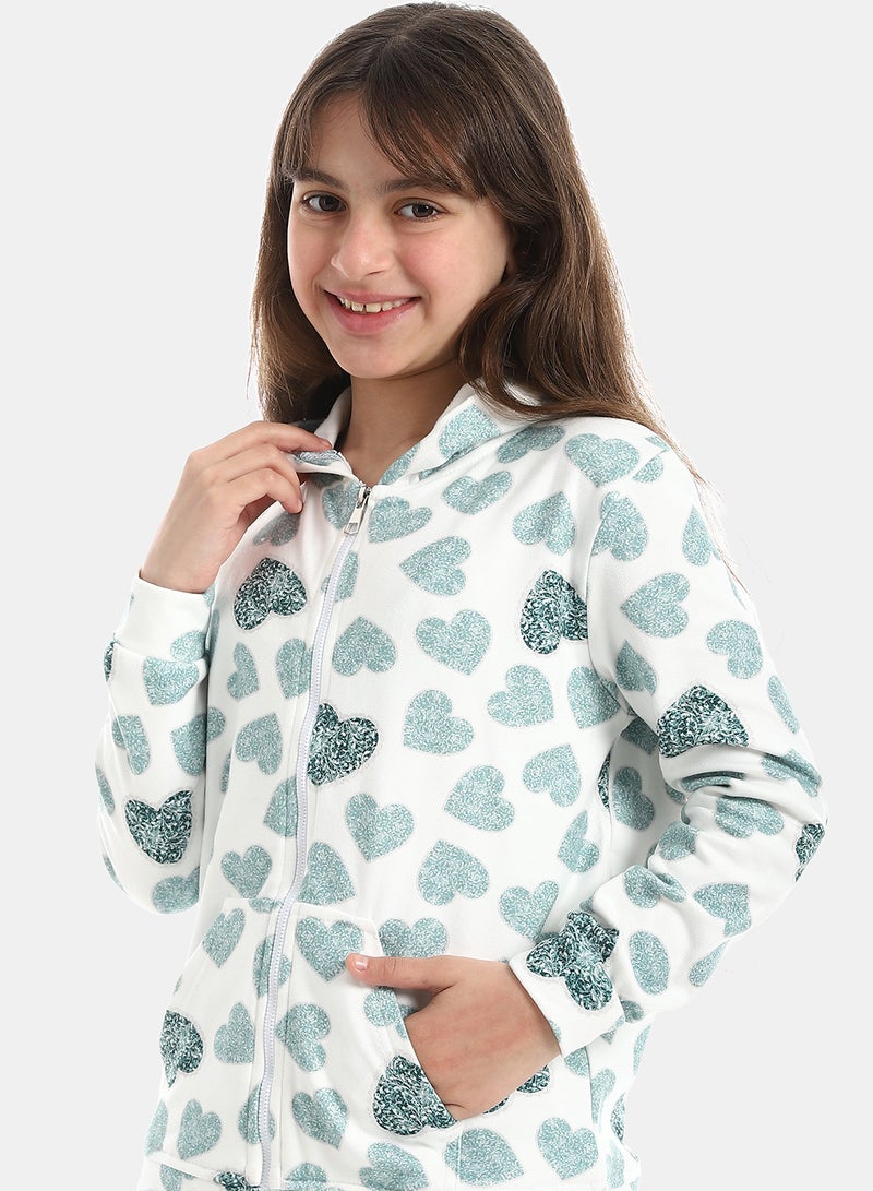 Andora Zipper Closure Self Patterned Pajama - Image 4