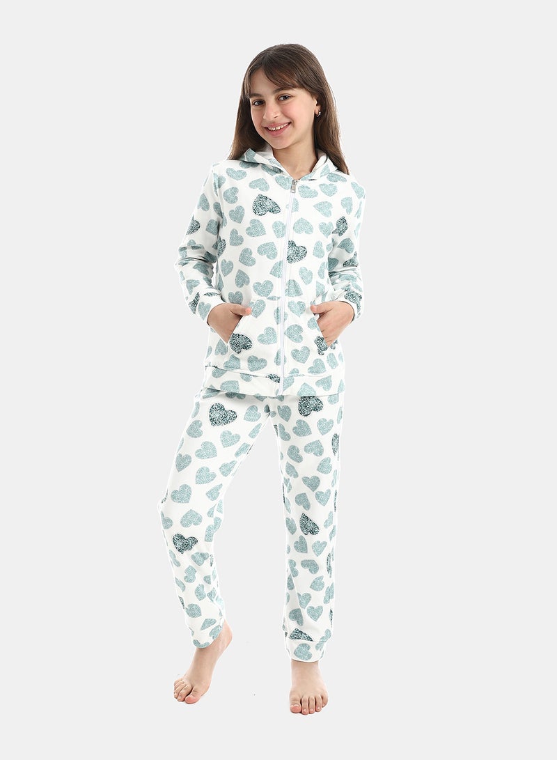 Andora Zipper Closure Self Patterned Pajama - Image 1