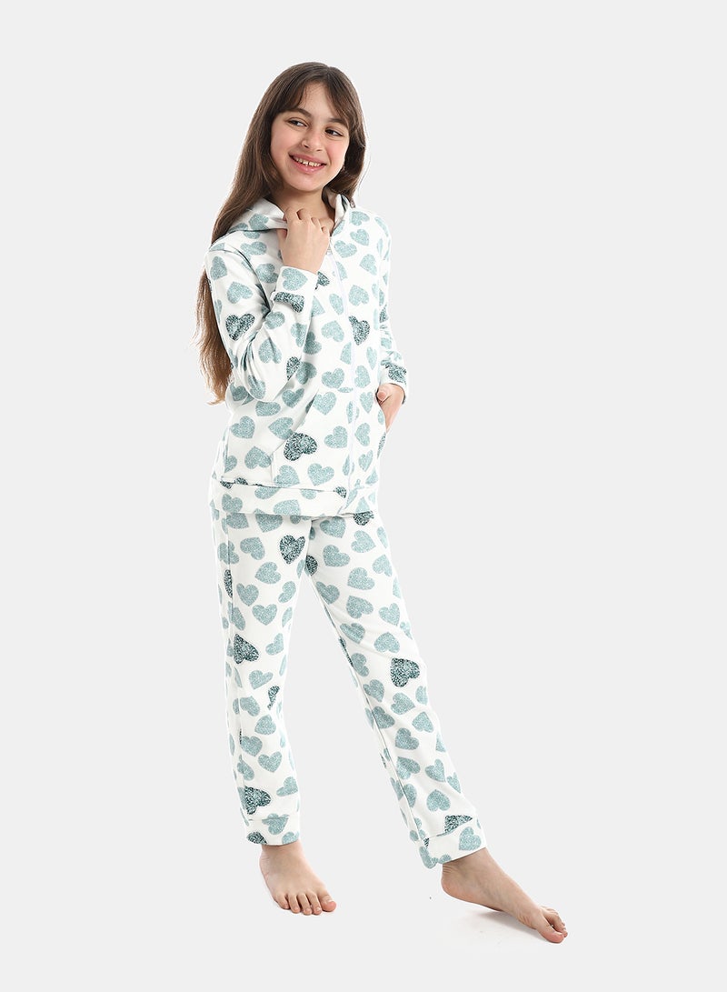 Andora Zipper Closure Self Patterned Pajama - Image 2