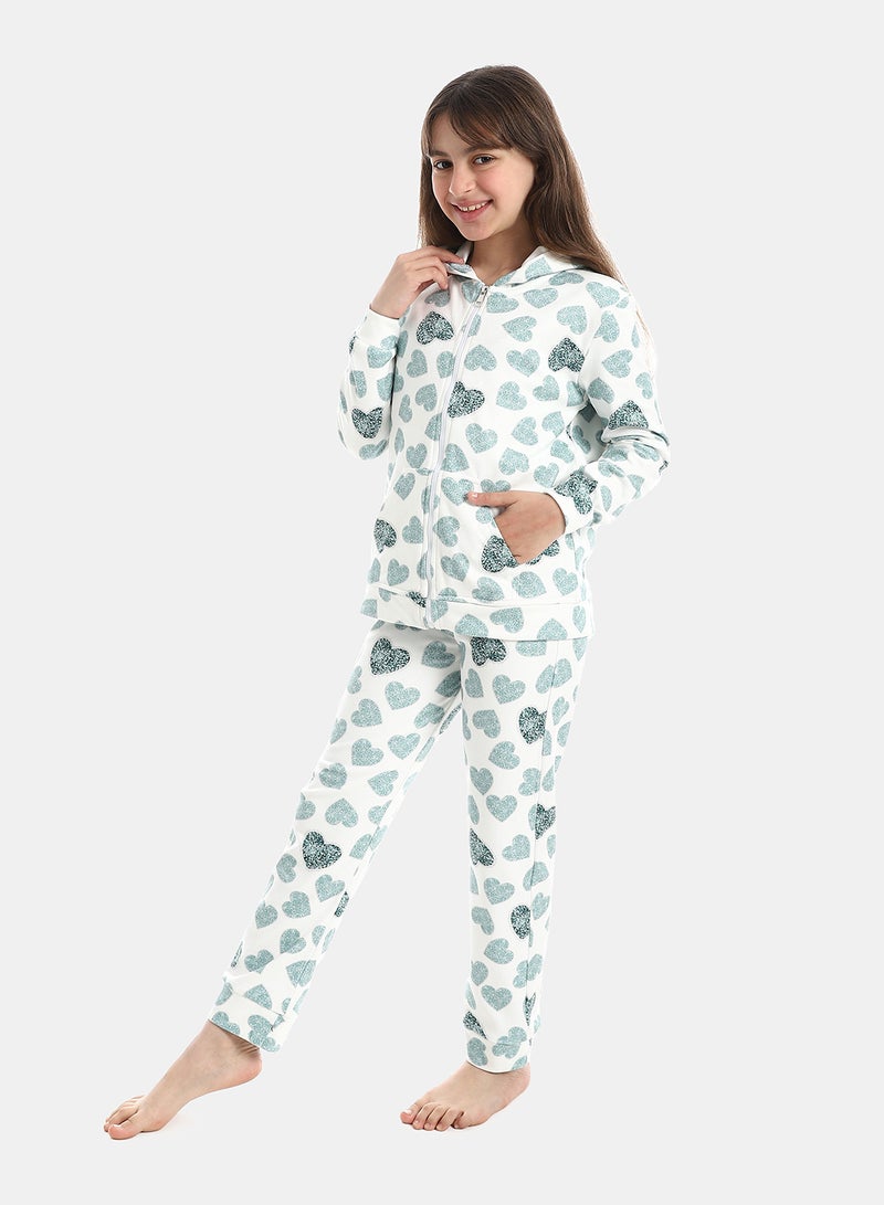 Andora Zipper Closure Self Patterned Pajama - Image 5