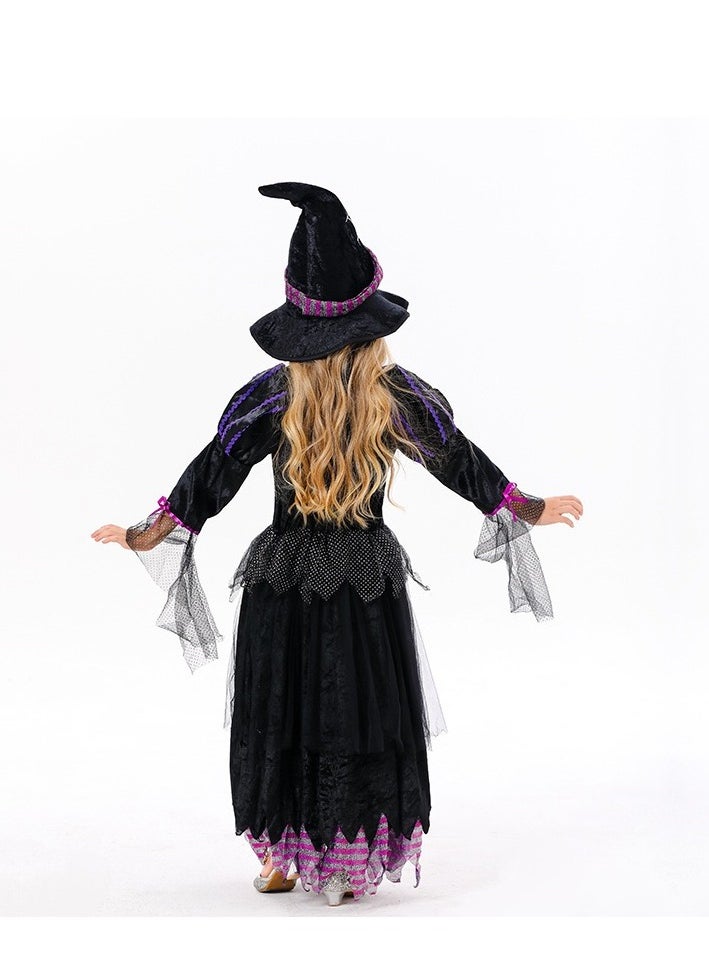 xppier Halloween Costumes for Girls, Witch Costume,Fancy Dress up for Halloween Carnival Party Cosplay, Age 6-8  - Image 2