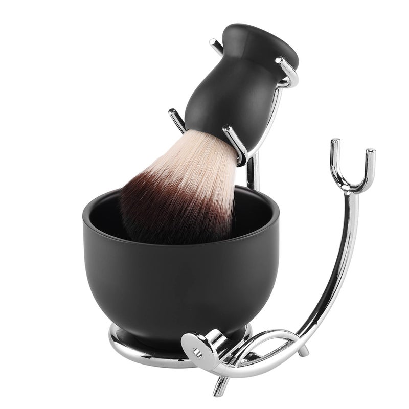Aethland Shaving Brush Set with Black Solid Wood Handle, Shaving Kit for Men Includes Shaving Brush, Dia 3.1 inches Stainless Steel Shaving Bowl & Shaving Stand Wet Shaving Gifts for Men - Image 1
