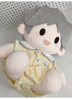 20cm Baby Clothes Two-Dimensional One-Piece 40cm Baby Clothes Cotton Clothes Love Of Light And Night Sitting Posture Changing Pajamas Skirt-Specification:40CM-Color:White And Yellow Crawling Suit Does Not Include Accessories [doll Not Included]