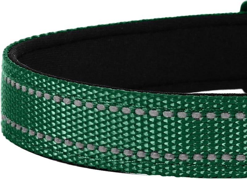 Reflective Dog Collar, Adjustable Soft Neoprene Padded Nylon Pet Collars with Buckle for Extra Large Dogs, Dark Green,XL - Image 5