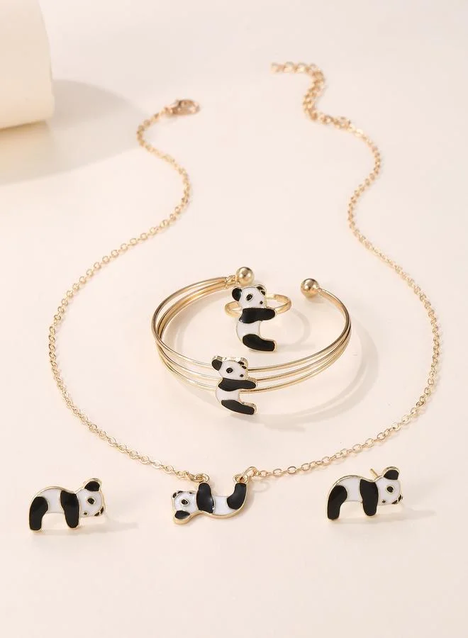 Take Two Girls Multi-Color Panda Charm Necklace, Bracelet and Earrings Set