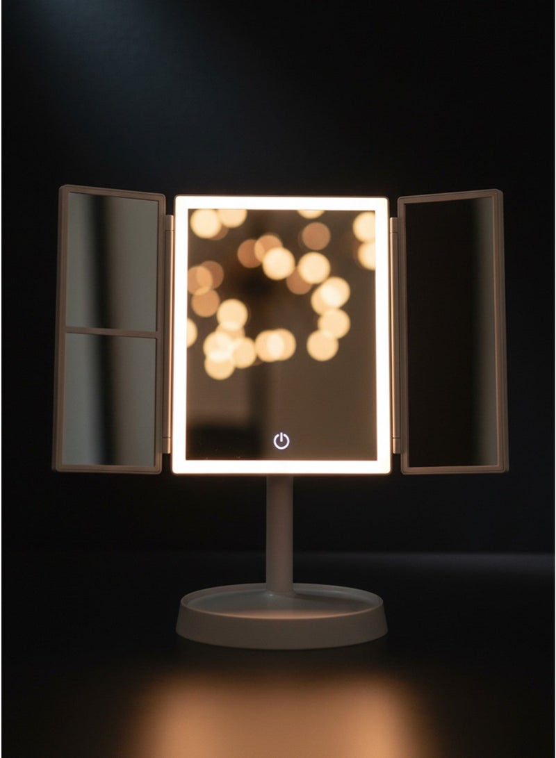 LED Makeup Mirror, Vanity Mirror with Light, 3 Lighting Modes, Touch Control, Portable Foldable Stand, Lighted Makeup Mirror for Travel, Wireless Foldable Cosmetic Mirror – 3 Brightness Levels, 2X/3X Magnification, 360° Adjustable, Rechargeable, HD Illumination, 2000mAh Battery - Image 4