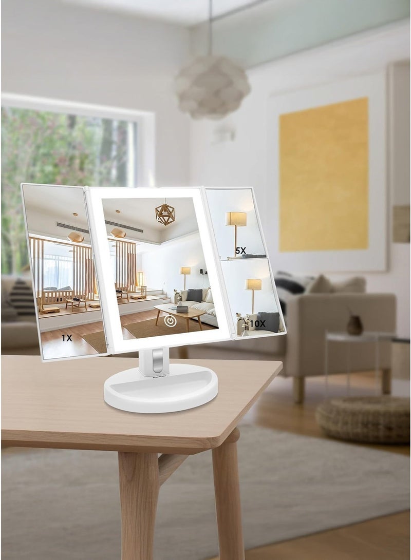 LED Makeup Mirror, Vanity Mirror with Light, 3 Lighting Modes, Touch Control, Portable Foldable Stand, Lighted Makeup Mirror for Travel, Wireless Foldable Cosmetic Mirror – 3 Brightness Levels, 2X/3X Magnification, 360° Adjustable, Rechargeable, HD Illumination, 2000mAh Battery - Image 5