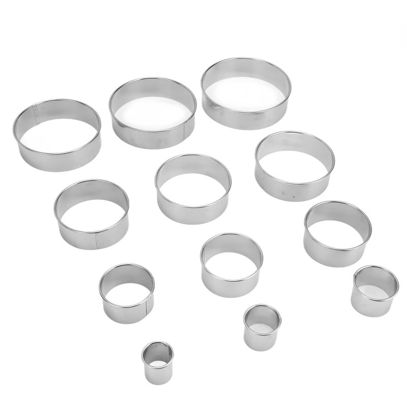 Stainless Steel Round Cookie Cutter Set 12 Pieces Baking Pastry Decorating Tools - Image 3