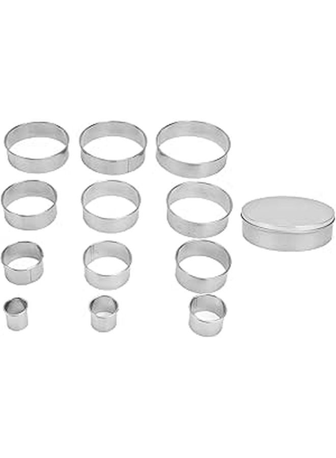 Stainless Steel Round Cookie Cutter Set 12 Pieces Baking Pastry Decorating Tools - Image 1