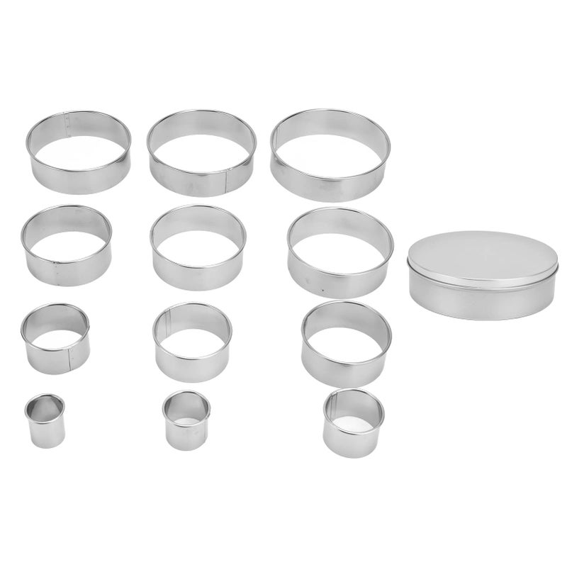 Stainless Steel Round Cookie Cutter Set 12 Pieces Baking Pastry Decorating Tools - Image 2