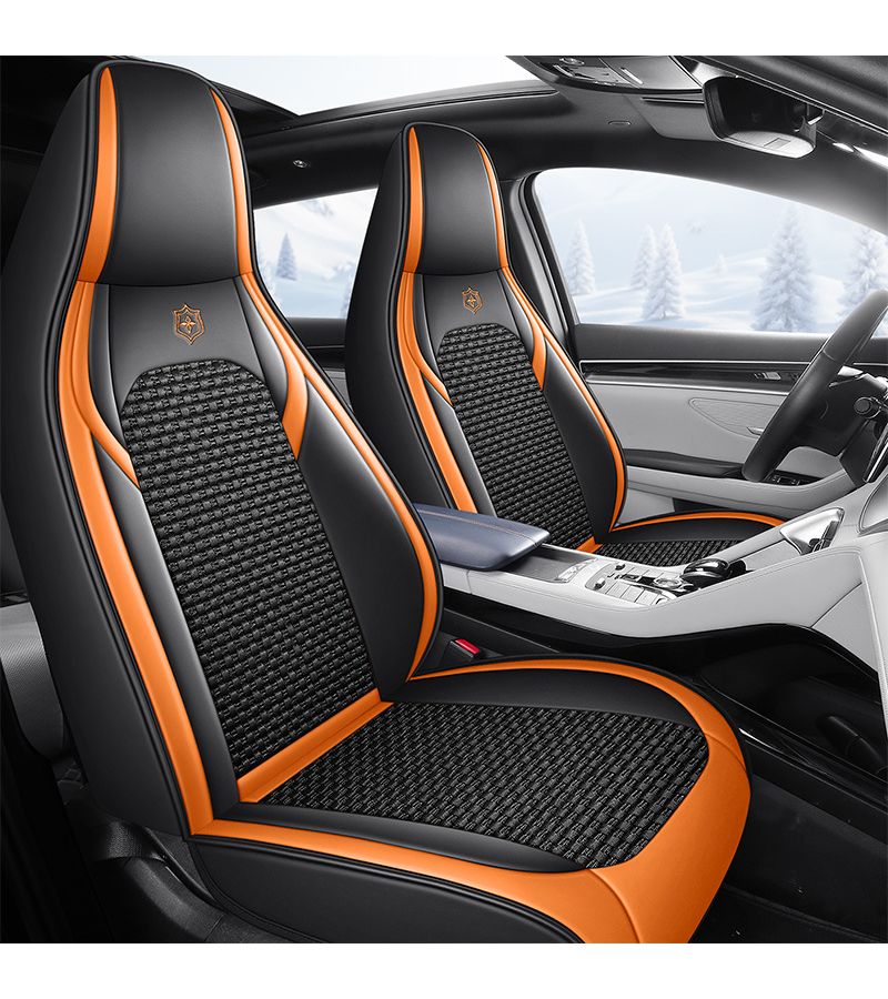 Faux Leather Car Seat Cover For Front Single Sports Seat Orange Easy To Clean Comfortable Universal Durable Breathable Easy Install Year Round Protection Premium Upgrade Interior - Image 2