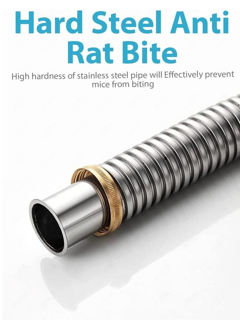 Rubik - Kitchen Double Sink Drain Pipe Kit Two-slot Stainless Steel Drainer Hose Pipe Fittings with Strainer and Overflow Pipe - Image 1