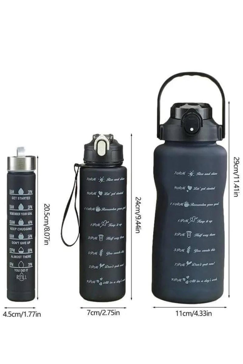 3-Piece Sports Water Bottle Set in Different Sizes, 3 Pack (2L + 900ml + 300ml), Leak-Proof, BPA - Image 2