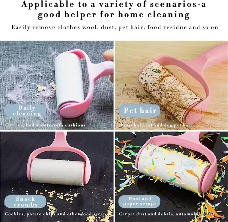 Snacko Portable Tearable Roll Paper Sticky Roller for Pet Hair & Dust Removal - Replaceable Cleaning Brush Tool for Clothes, Carpets, and More - Image 5