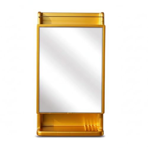 CIPLA PLAST Rich Look Bathroom Cabinet with Mirror | Storage Organiser | Strong Plastic Bathroom Shelves Wall Mounted | Bathroom Accessories| Mirror Cabinet- (Made in India) (Golden) - Image 2