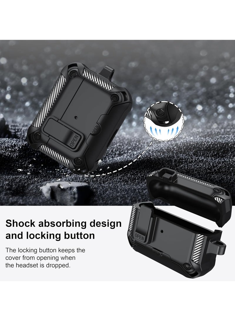 for AirPods Pro 2  Protective Case, One-Touch Opening Function Headphone Case with Phone Holder Function, Drop Protection, Cleaning Kit Included, Black  - Image 5