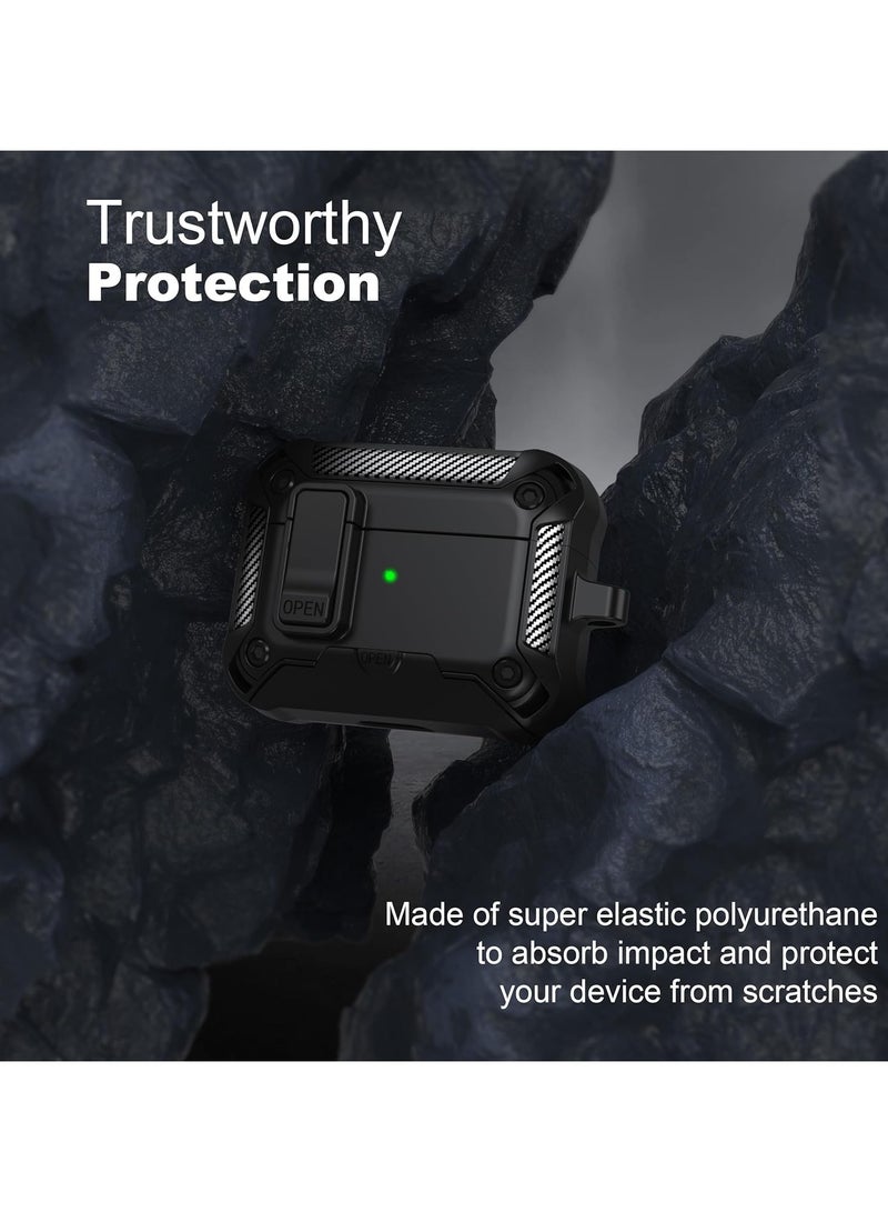 for AirPods Pro 2  Protective Case, One-Touch Opening Function Headphone Case with Phone Holder Function, Drop Protection, Cleaning Kit Included, Black  - Image 4