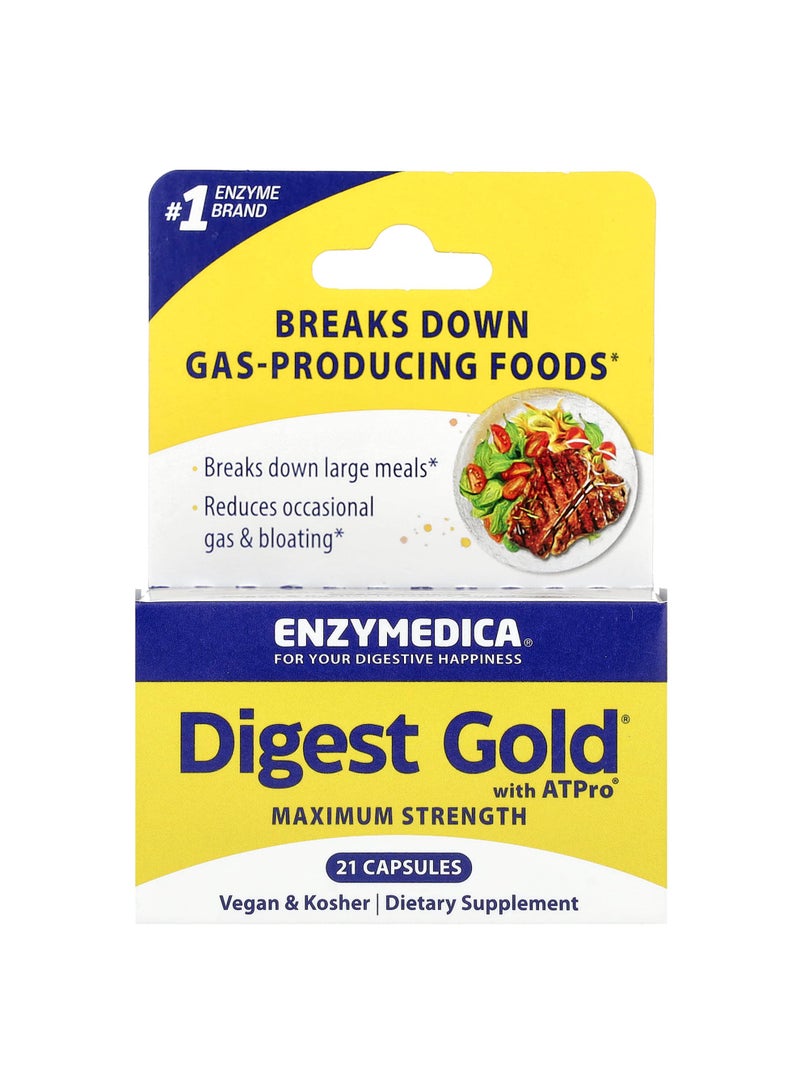 ENZYMEDICA Digest Gold with ATPro, Maximum Strength , 21 Capsules