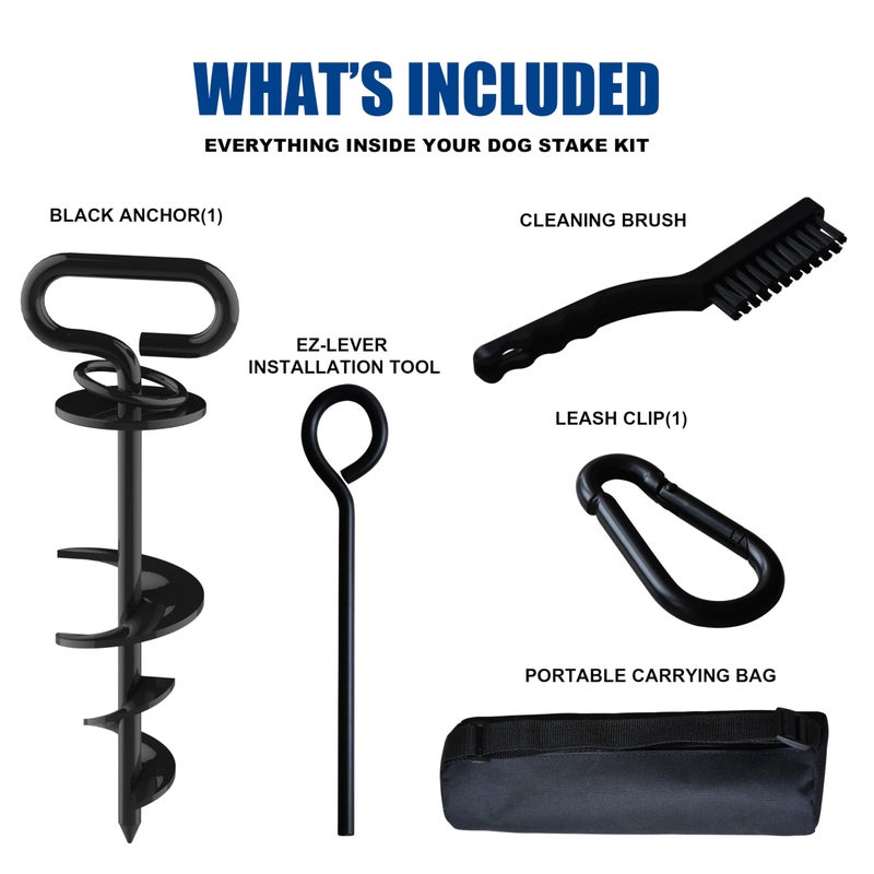 Eurmax Eurmax USA Heavy-Duty Dog Tie Out Stakes Easy Installation Yard Dog Leash Anchor Dog Stake for Outside Portable Camping Dog Ground Anchor Dog Anchor for Large Dogs,Trampoline,1-Pack(Black)  - Image 3