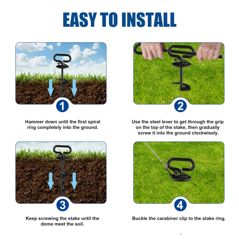 Eurmax Eurmax USA Heavy-Duty Dog Tie Out Stakes Easy Installation Yard Dog Leash Anchor Dog Stake for Outside Portable Camping Dog Ground Anchor Dog Anchor for Large Dogs,Trampoline,1-Pack(Black)  - Image 5