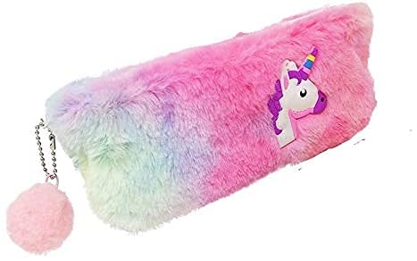 SHREE TECHNESH® Amazing Soft Uneecorn Fur Pouch with Gel Pen for Girls (White) - Image 3