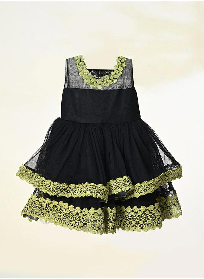 BELLA MODA Embroidered Layered Mesh Insert Dress by Styli  - Image 4