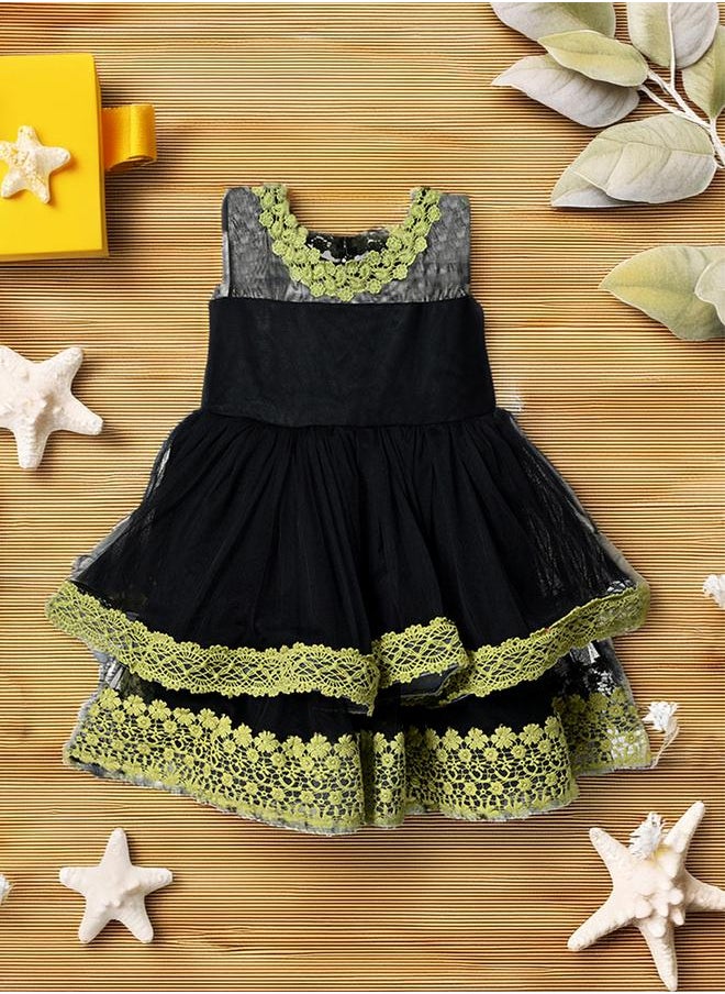 BELLA MODA Embroidered Layered Mesh Insert Dress by Styli  - Image 1