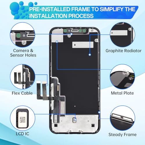 DGSCSMY Screen Replacement for iPhone XR 3D Touch LCD Display Digitizer Full Assembly Repair 6.1" Front Glass Waterproof Adhesive Sticker Fix Tools Kit A1984 A2105 A2106 A2108 - Image 2