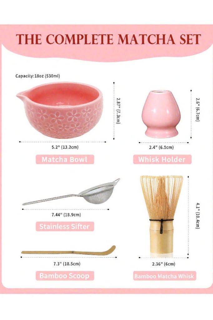 مجموعة خفاقة ماتشا 5 قطع، طقم ماتشا مع وعاء ماتشا (مع فوهة سكب)، مجموعة خفاقة ماتشا تقليدية، حامل خفاقة، ملعقة خفاقة من الخيزران، مصفاة - طقم ماتشا أنيق للهدايا والاستخدام الشخصي، تغليف صندوق هدايا - Image 3