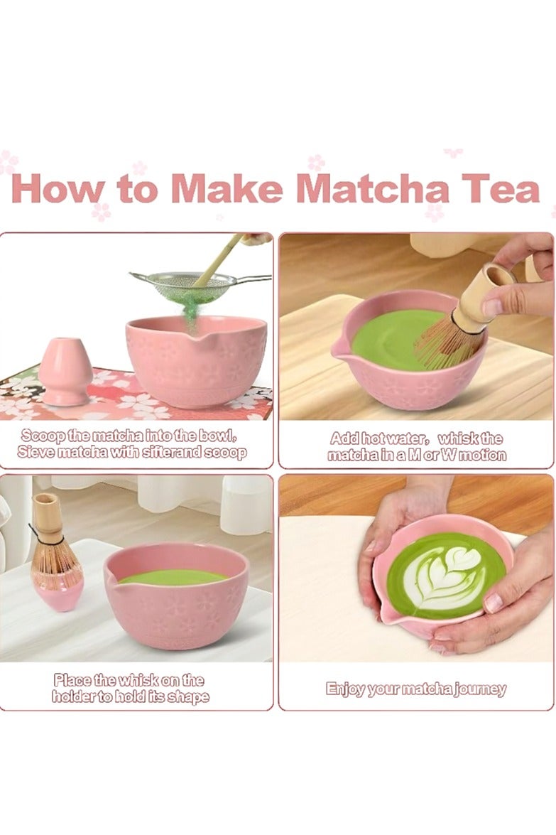 مجموعة خفاقة ماتشا 5 قطع، طقم ماتشا مع وعاء ماتشا (مع فوهة سكب)، مجموعة خفاقة ماتشا تقليدية، حامل خفاقة، ملعقة خفاقة من الخيزران، مصفاة - طقم ماتشا أنيق للهدايا والاستخدام الشخصي، تغليف صندوق هدايا - Image 2