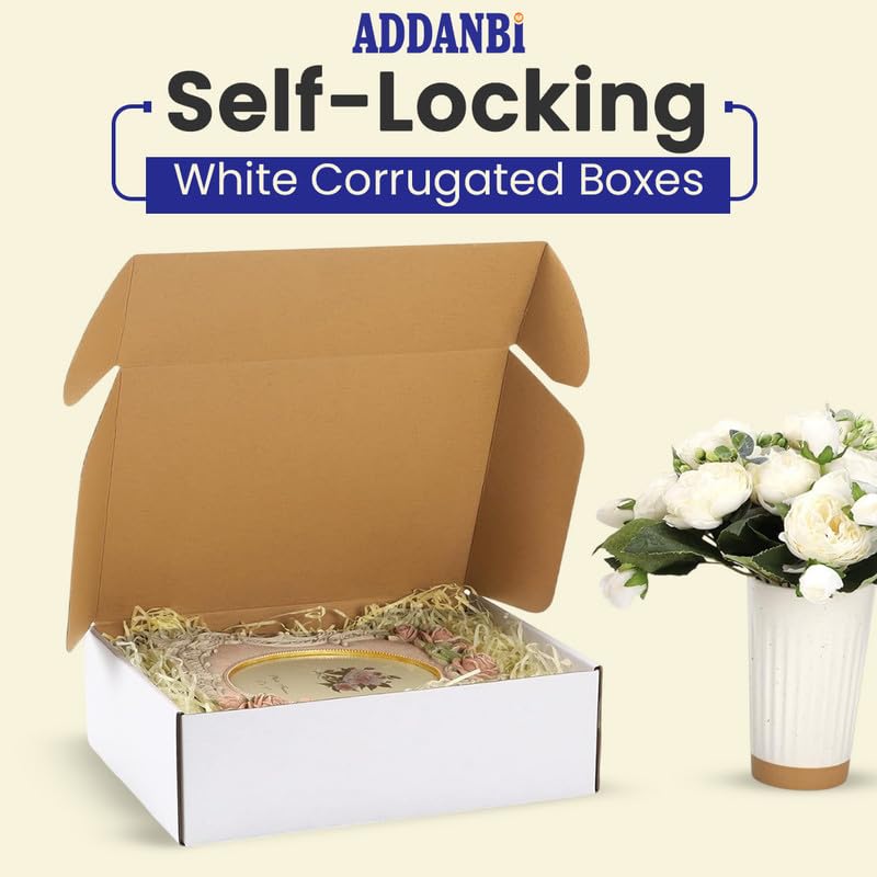 ADDANBI White 3 Ply Self Locking Corrugated Box 10x7x3.5 Inch Pack of 25 for Packaging Storing Courier E-Commerce Shipping and Goods Transportation - Image 2