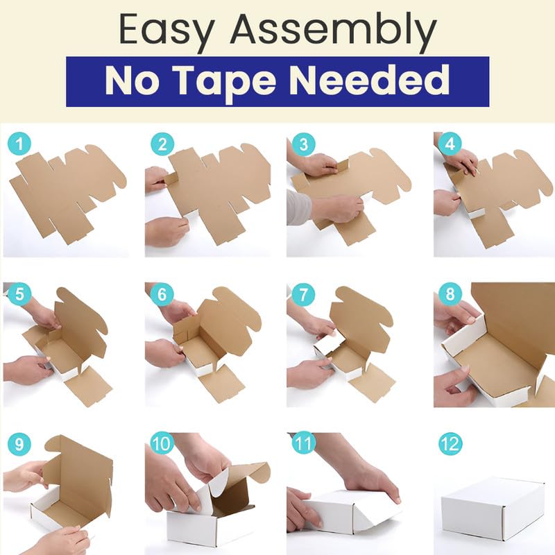 ADDANBI White 3 Ply Self Locking Corrugated Box 10x7x3.5 Inch Pack of 25 for Packaging Storing Courier E-Commerce Shipping and Goods Transportation - Image 3