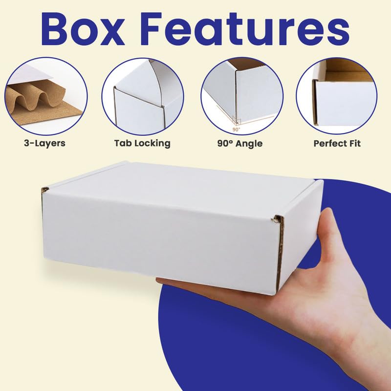 ADDANBI White 3 Ply Self Locking Corrugated Box 10x7x3.5 Inch Pack of 25 for Packaging Storing Courier E-Commerce Shipping and Goods Transportation - Image 5