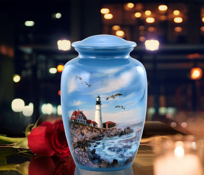 IM TPMS Lighthouse Urn  Lighthouse Cremation Urn For Ashes  Handcrafted Lighthouse Memorial Urn  Handmade Adult Cremation Urn With Velvet Bag (Large) - Image 2