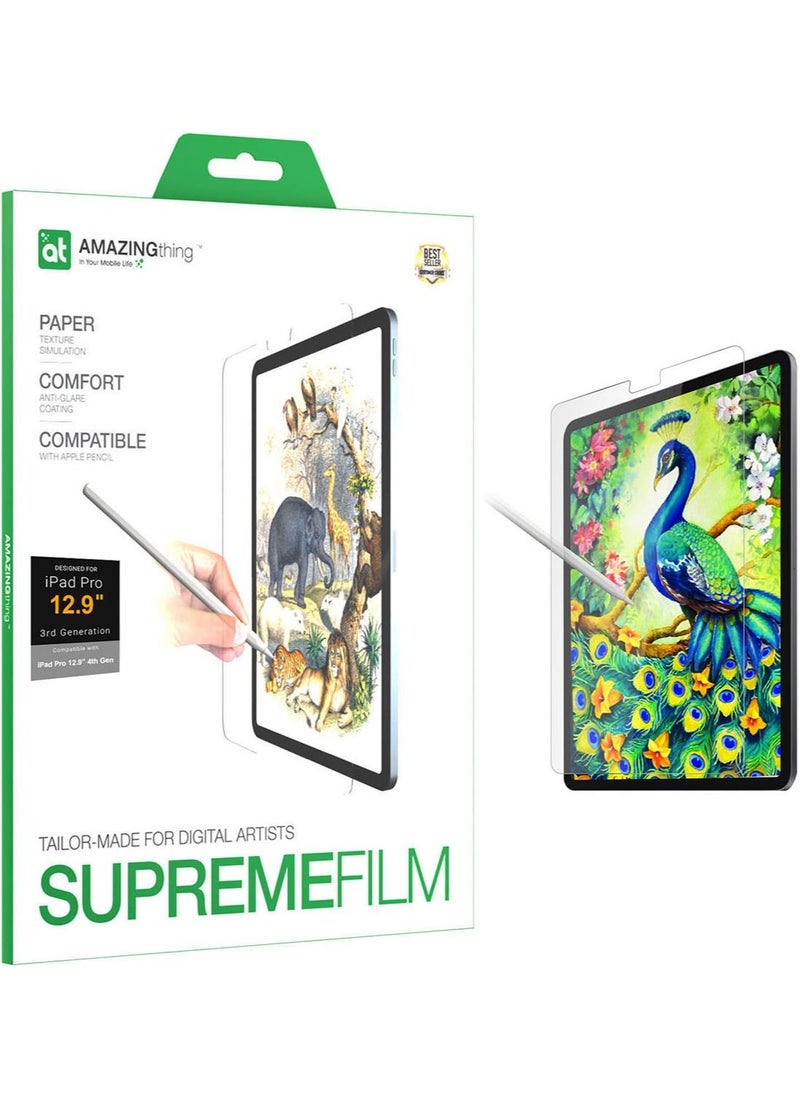 AMAZINGthing - Supreme Film for iPad Pro 12.9 inch (2021/2020) Screen Protector with Paper Texture simulation for Digital Artists Sketching/Drawing/Writing - Image 1