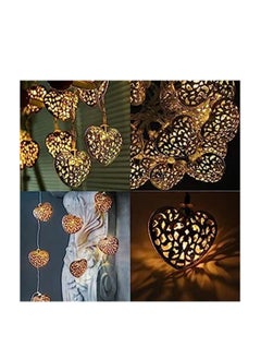 Y&D LED Heart Fairy String Lights, 2.5m/8.2ft Metal Mesh Shaped Plug in Lights Battery Operated, for Holiday Party Home Indoor Outdoor Bedroom Hallway Garden Lighting, 20 Pcs  - Image 1