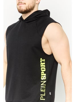 Plein Sport Men Sportswear Fit Sleeveless Hoodie, Black  - Image 3