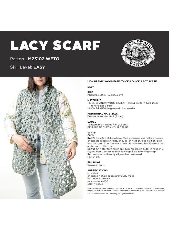 Lion Brand Yarn (1 Skein) Lion Brand Yarn Wool-Ease Thick & Quick Bulky Yarn, Cilantro - Image 5