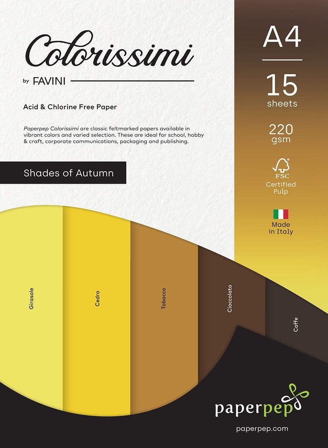 PaperPep Paper Pep Colorissimi Card Stock 220GSM A4 Shades of Autumn Assorted Pack of 15 Sheets - Image 3