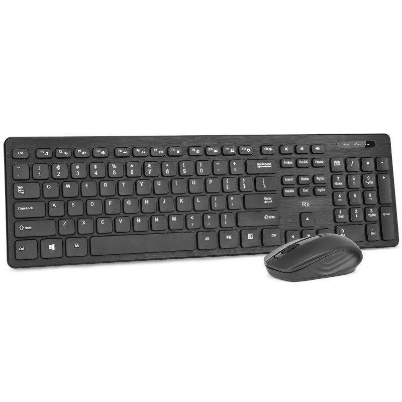 RII Wireless Keyboard and Mouse Combo Rii Standard Office PC Keyboard and Optical Wireless Mice Black - Image 2