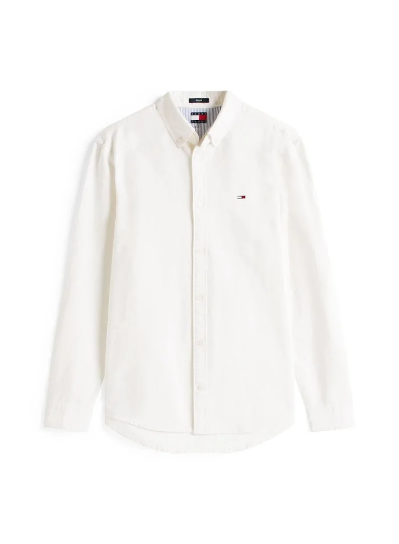 TOMMY JEANS Ecru Regular Fit Button-Down Collar Oxford Shirt for Men | Best Price UAE