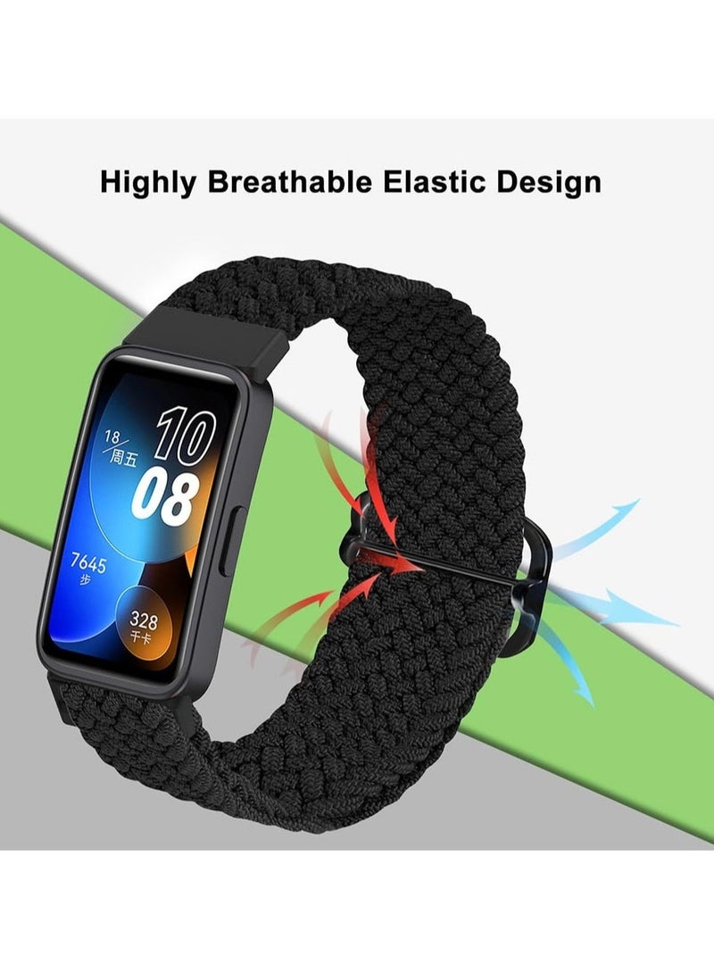 Strap For Huawei Band 9/8 Hand-woven Adjustable Strap  Compatible For Huawei Band 9/8 Replacement Nylon Wristband Strap Black - Image 3