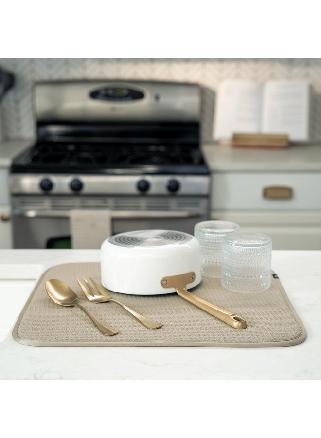 S&T INC. Dish Drying Mat, 16” x 18”, Absorbent Microfiber Kitchen Counter Mat, Dish Drying Pad for Dishes, Utensils, Pots and Pans, Large, Pure Cashmere - Image 4