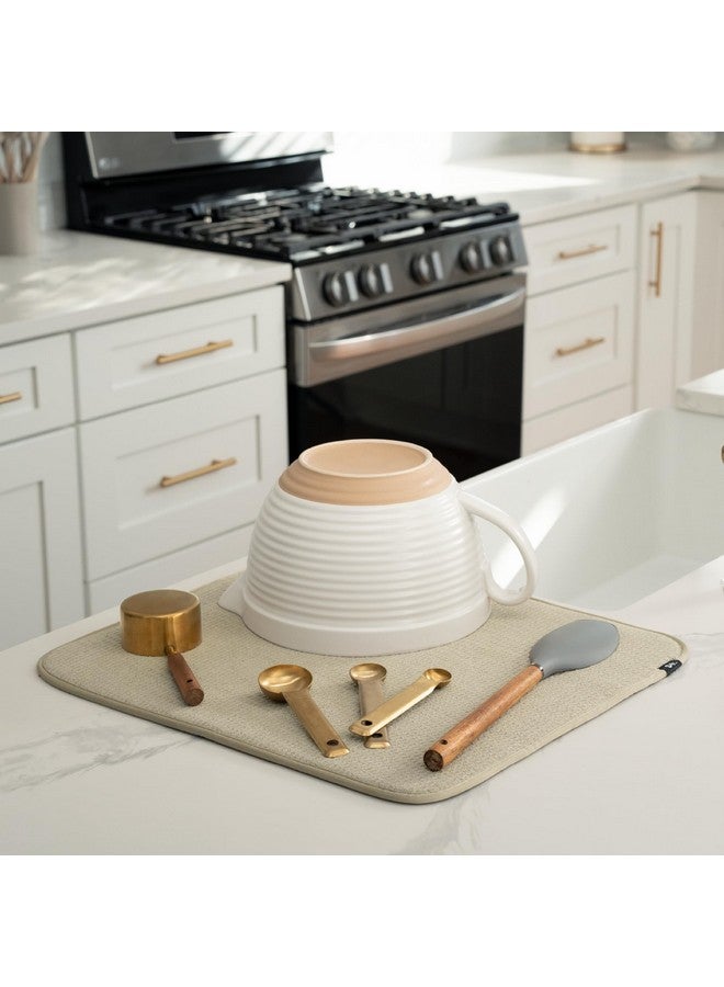 S&T INC. Dish Drying Mat, 16” x 18”, Absorbent Microfiber Kitchen Counter Mat, Dish Drying Pad for Dishes, Utensils, Pots and Pans, Large, Pure Cashmere - Image 2