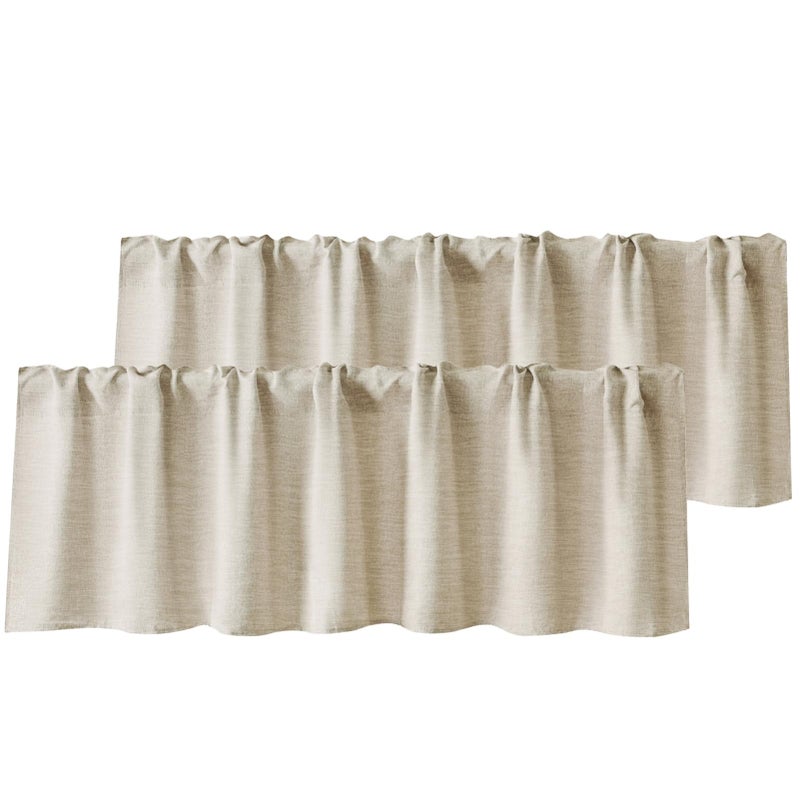 WOSIBO 2 Pack Burlap Window Valances 16" x 56" Farmhouse Style Window Treatment Decor Curtains Rod Pocket Valances for Kitchen/Living Room (White) - Image 1