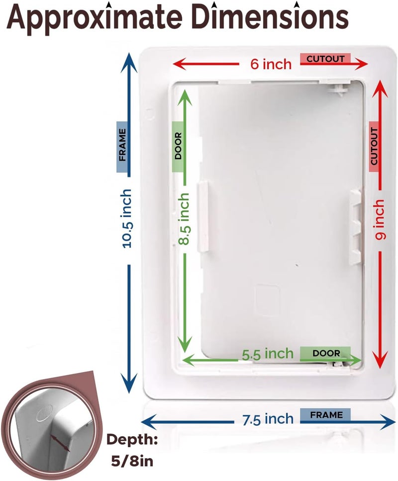 Morvat Access Panel 6x9 Inch for Drywall & Ceiling with Door, Heavy-Duty Durable ABS Plastic & Easy Install Access Box, Wall Hole Cover Plate for Plumbing & Electrical Cables & Wiring, White - Image 2
